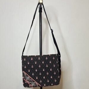 Vera Bradley Retired Houndstooth Paisley Cotton Messenger Crossbody Bag